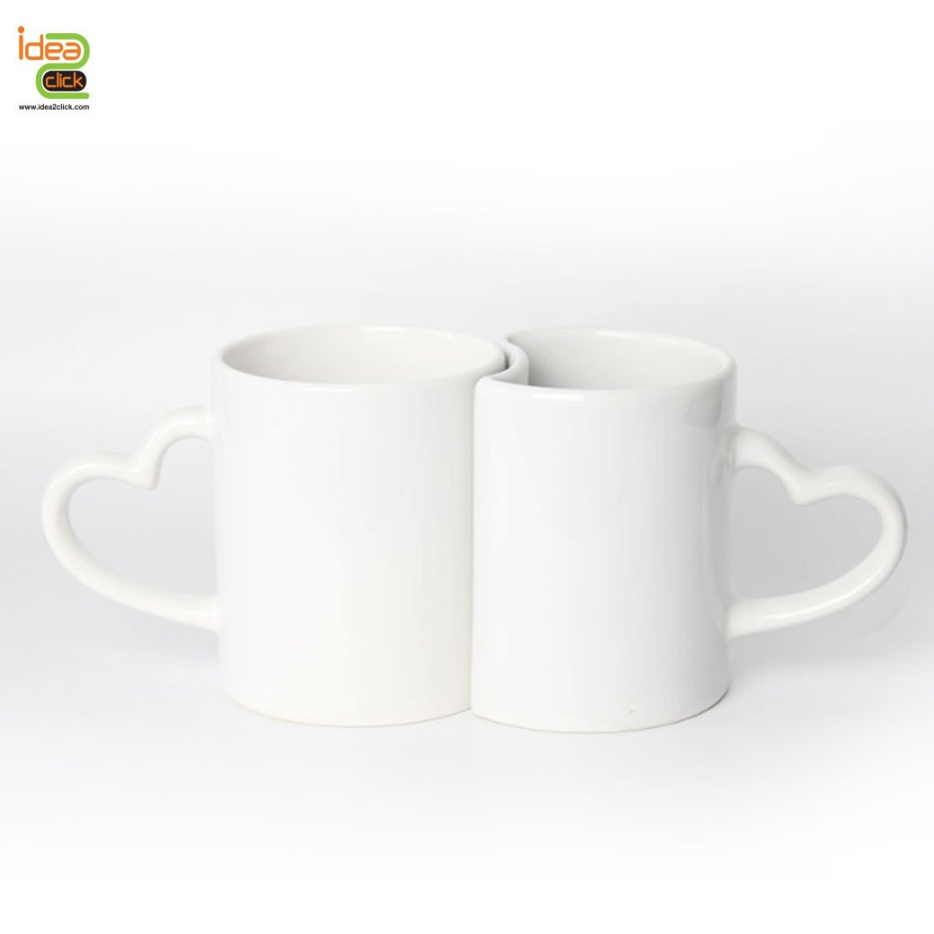 แก้วคู่รักหูจับหัวใจ 11 oz. พิมพ์ภาพได้