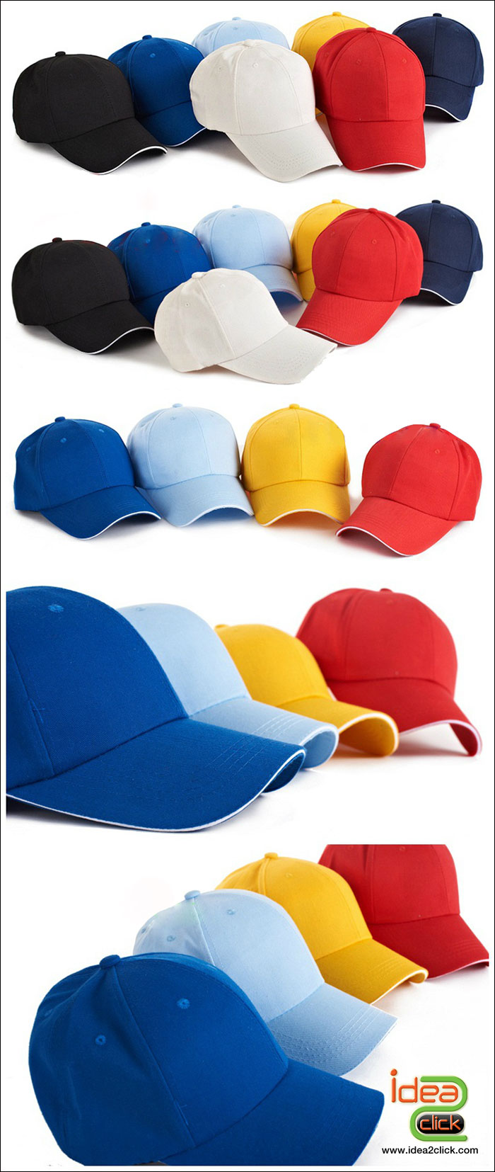 หมวกผ้าใบสีล้วน สำหรับรีดติดกำมหยี่