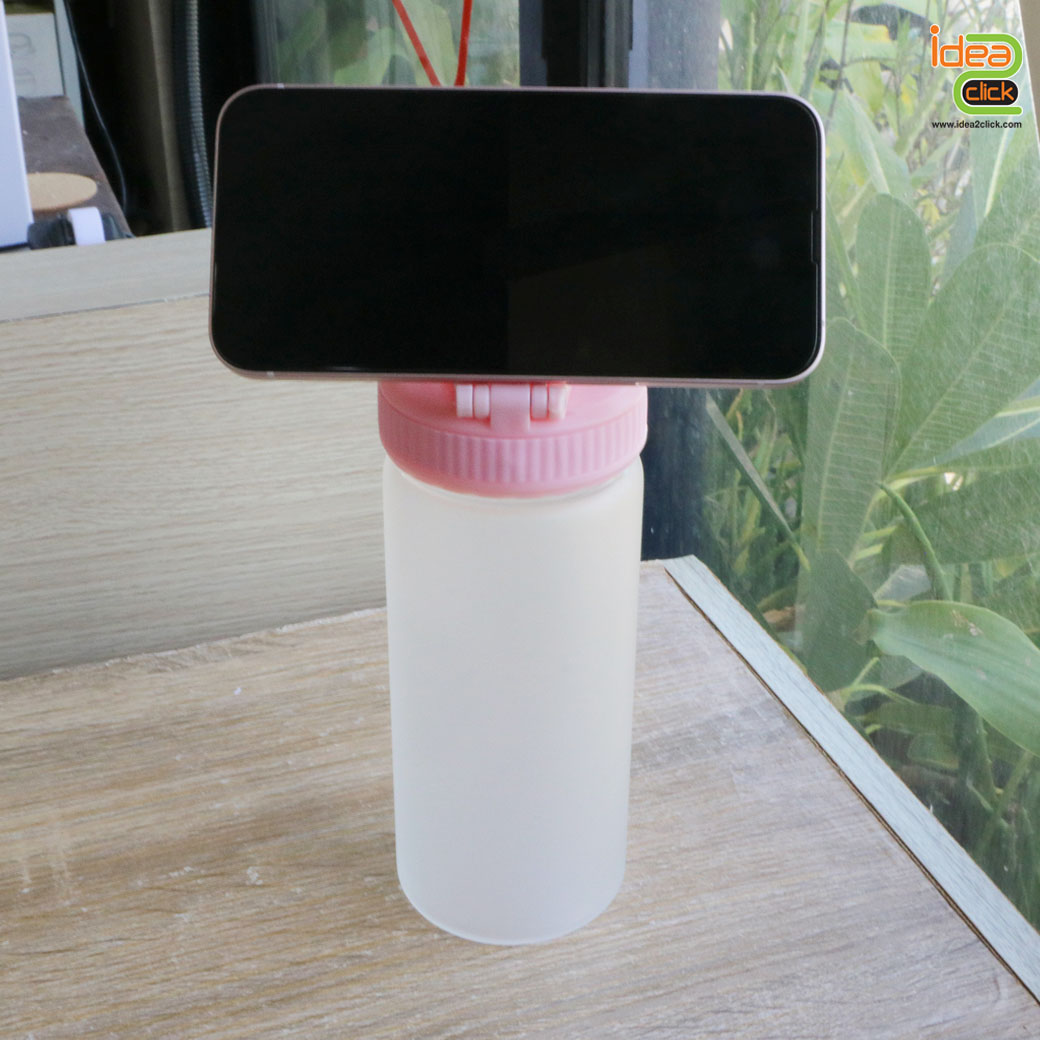 กระบอกแก้วใสขุ่นฝาสีพาสเทล พิมพ์ภาพได้