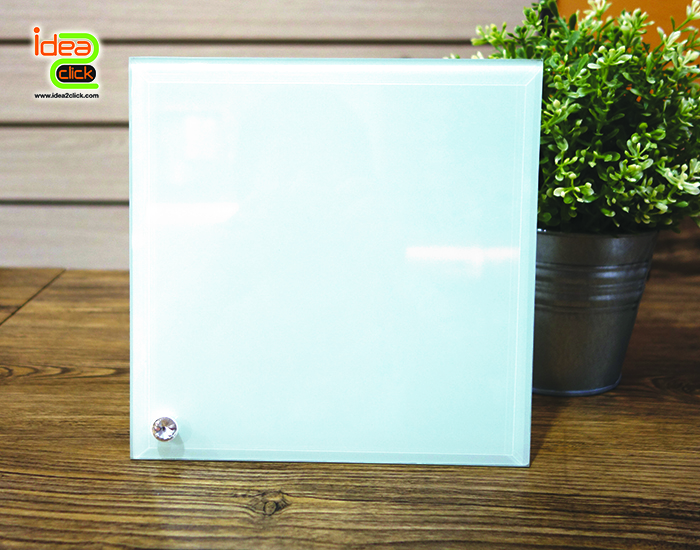 กรอบรูปกระจกหนาขอบทั้งสี่ด้านเอียนเฉียง Glass Photo Frame พิมพ์ภาพได้คมชัดลวยงาม