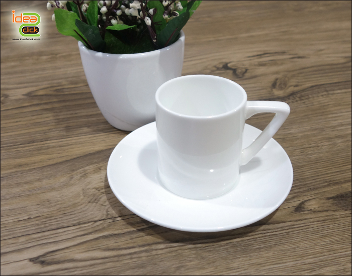 แก้วชาพร้อมจานรองเนื้อเซรามิคทรงตรง 3 oz.