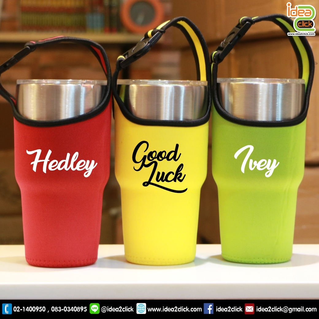 ถุงผ้าหิ้วแก้วเก็บความเย็น สำหรับตัดFlexติดชื่อ