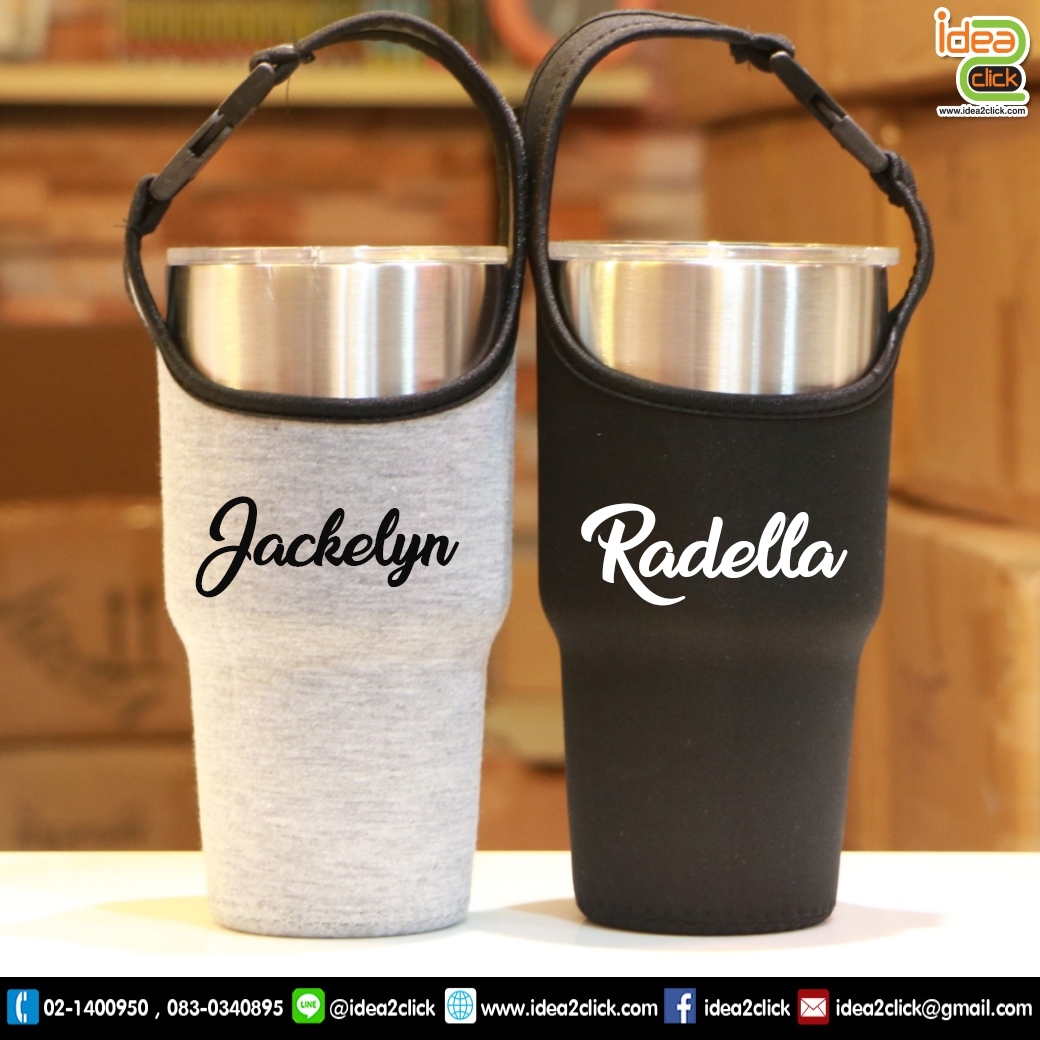 ถุงผ้าหิ้วแก้วเก็บความเย็น สำหรับตัดFlexติดชื่อ