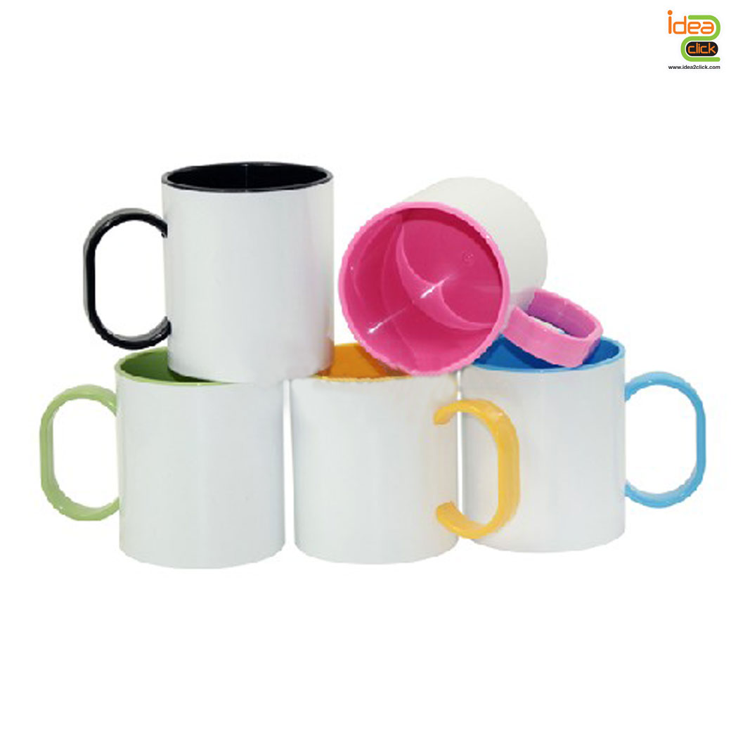 แก้วพลาสติกข้างในหูจับสี Polymer Inner Rim Color Mug 11 oz.