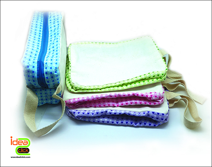 กระเป๋าผ้าแคนวาสทรงสี่เหลี่ยมขอบซิบปิด-เปิด 