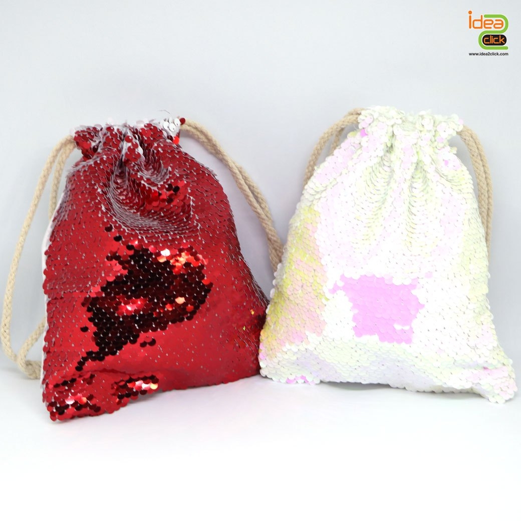 กระเป๋าเชือกรูดผ้าเลื่อม พิมพ์ภาพได้ 2 ด้าน