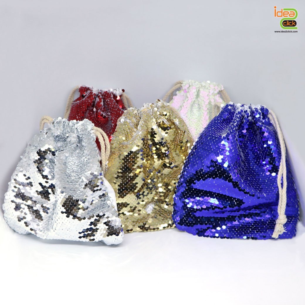 กระเป๋าเชือกรูดผ้าเลื่อม พิมพ์ภาพได้ 2 ด้าน