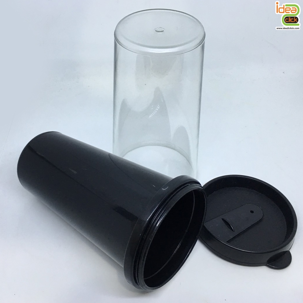 กระบอกน้ำพลาสติก (ทรงวี) 2 ชั้น ใส่ภาพข้างในได้ตามต้องการ