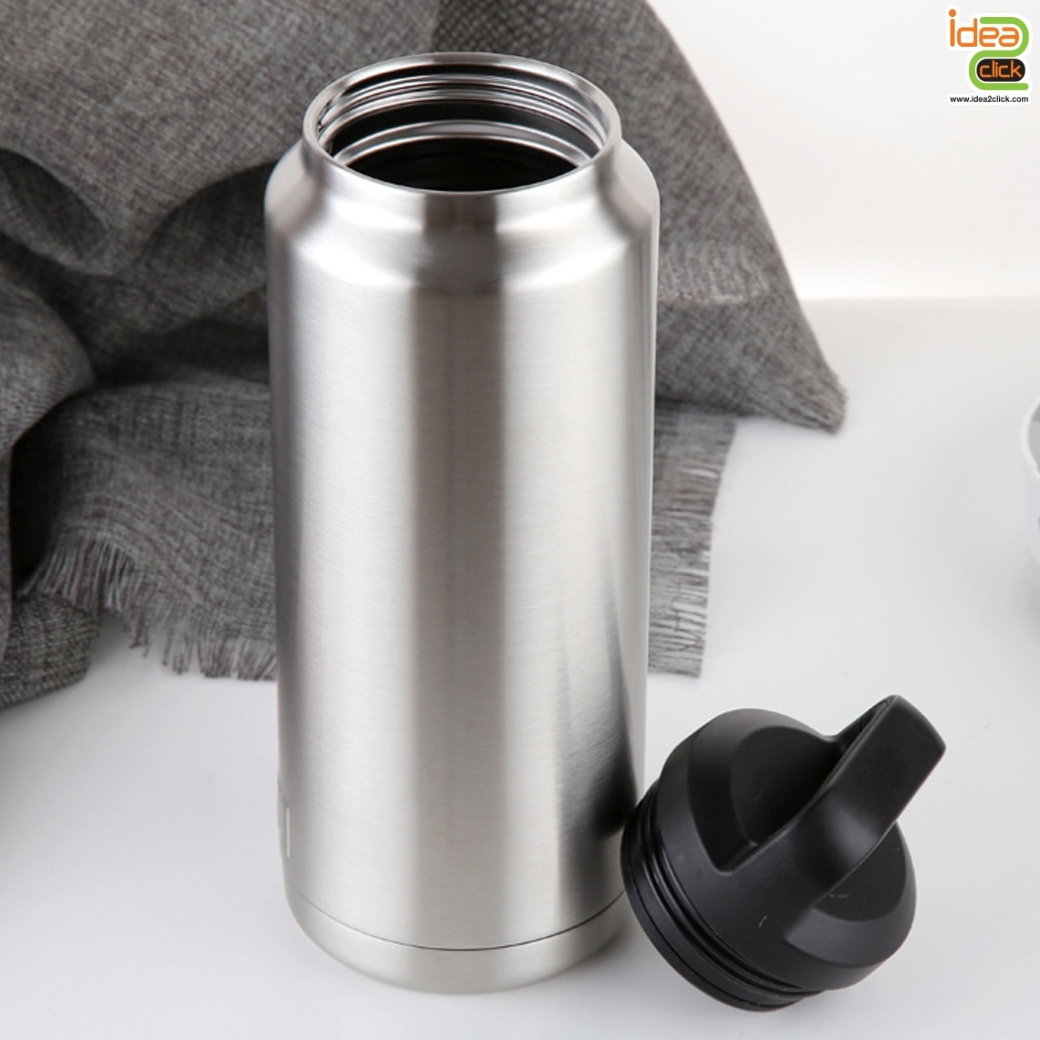 กระบอกน้ำแตนเลส สีเงิน เก็บความร้อน-ความเย็น ขนาด 36 oz. พิมพ์ภาพได้