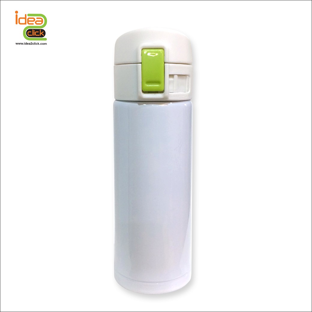 กระบอกน้ำสูญญากาศ สีขาว สามารถเก็บความร้อนและเย็นได้ (สแตนเลส 2 ชั้น)