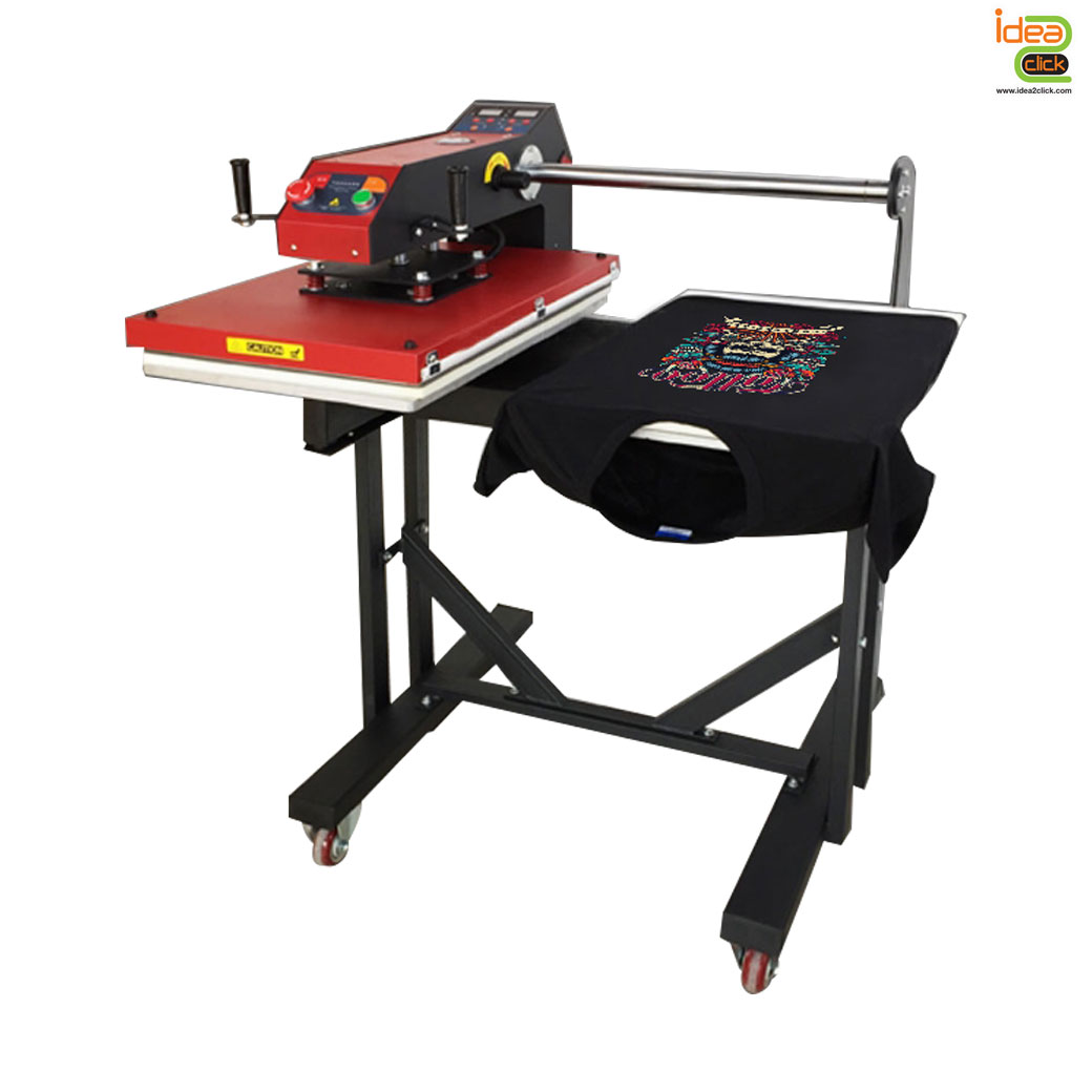 40x60 Pueumatic Double Station Heat Transfer เครื่องรีดร้อนระบบลมอัตโนมัติแบบ 2 ถาด ชนิดเลื่อนหัว