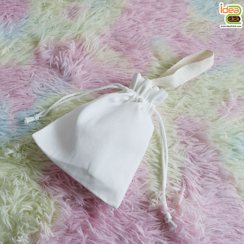 กระเป๋าผ้าดิบหูรูดมีสายคล้องมือ พิมพ์ภาพได้