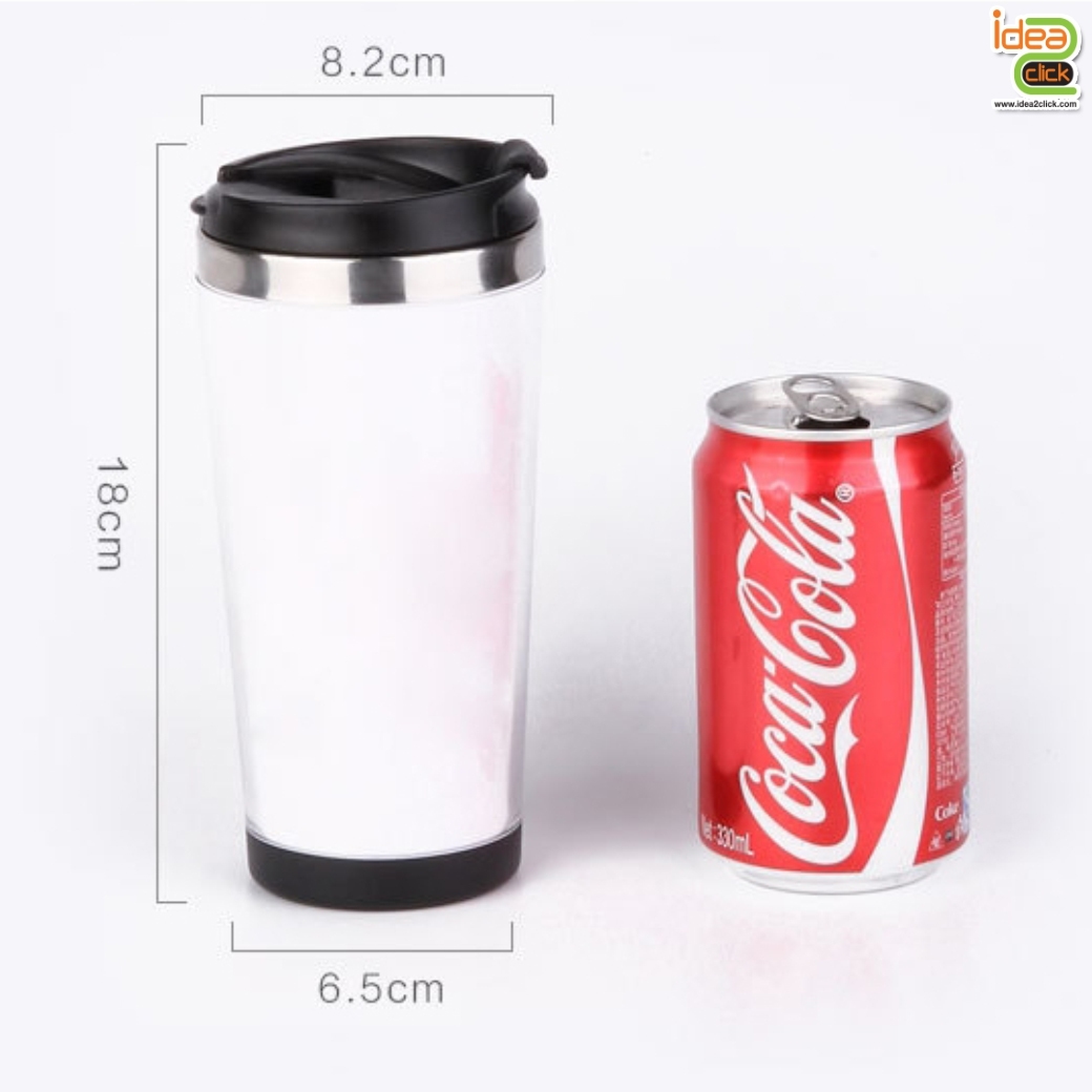 แก้วน้ำสแตนเลสสีขาว 2 ชั้น ใส่ภาพข้างในได้ตามต้องการ