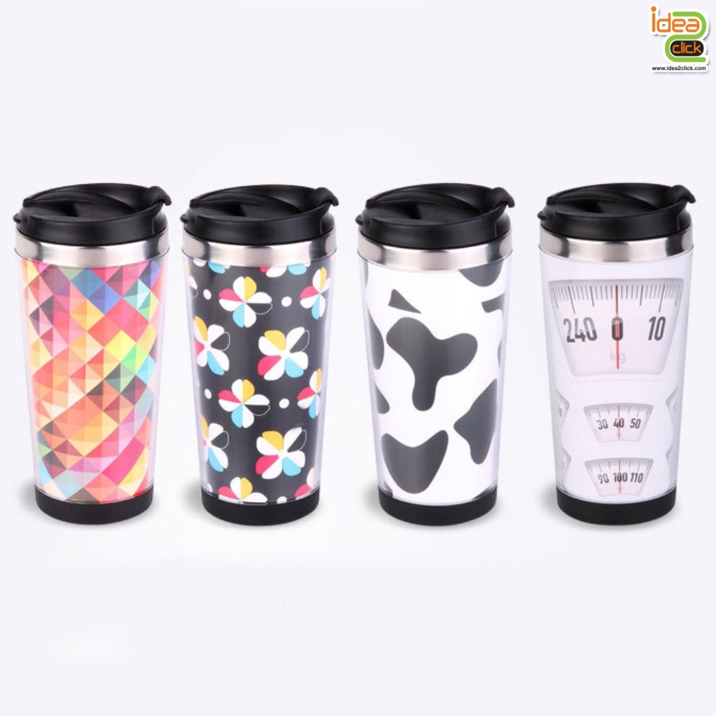 แก้วน้ำสแตนเลสสีขาว 2 ชั้น ใส่ภาพข้างในได้ตามต้องการ