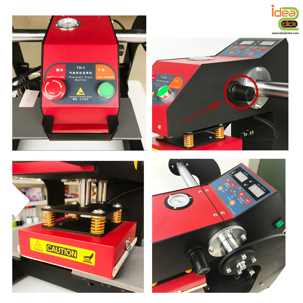 15x15 Pueumatic Double Station Heat Transfer เครื่องรีดร้อนระบบลมอัตโนมัติแบบ 2 ถาด ชนิดเลื่อนหัว