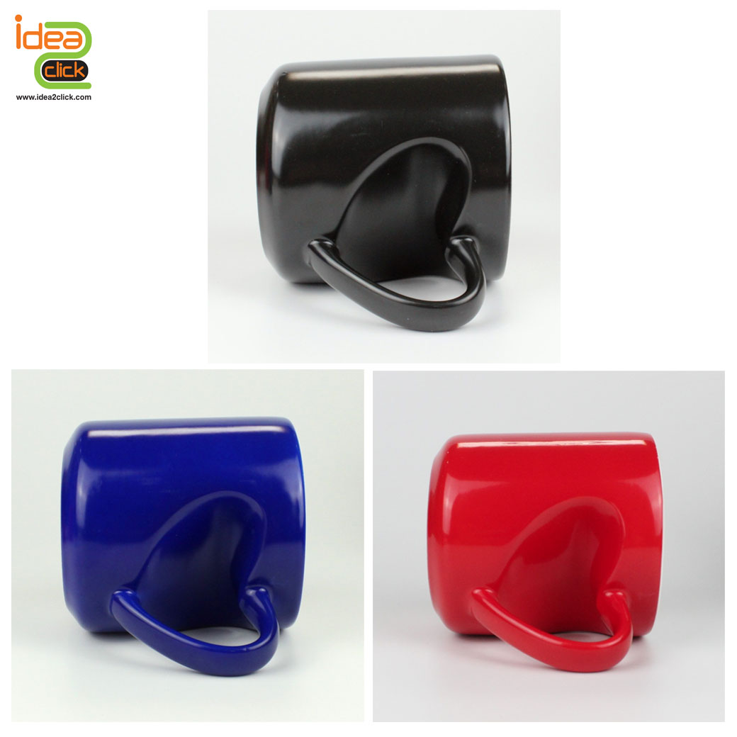 แก้วเซรามิคหูเว้าหัวใจเนื้อเงาเปลี่ยนสีเมื่อใส่น้ำร้อน 11 oz.