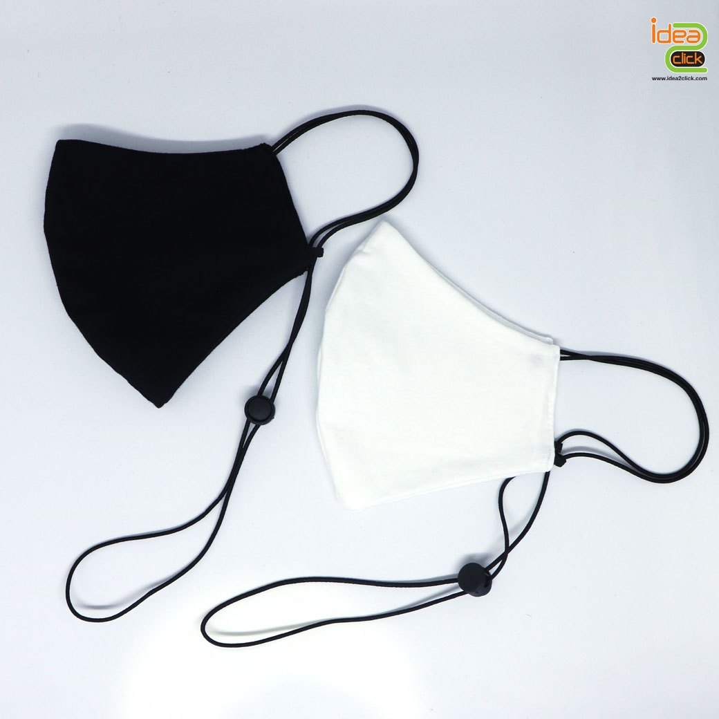 หน้ากากผ้า 3D MASK ผ้าคอตต้อน 2 ชั้น มีสายคล้องและปรับระดับ สำหรับรีดเฟล็ค