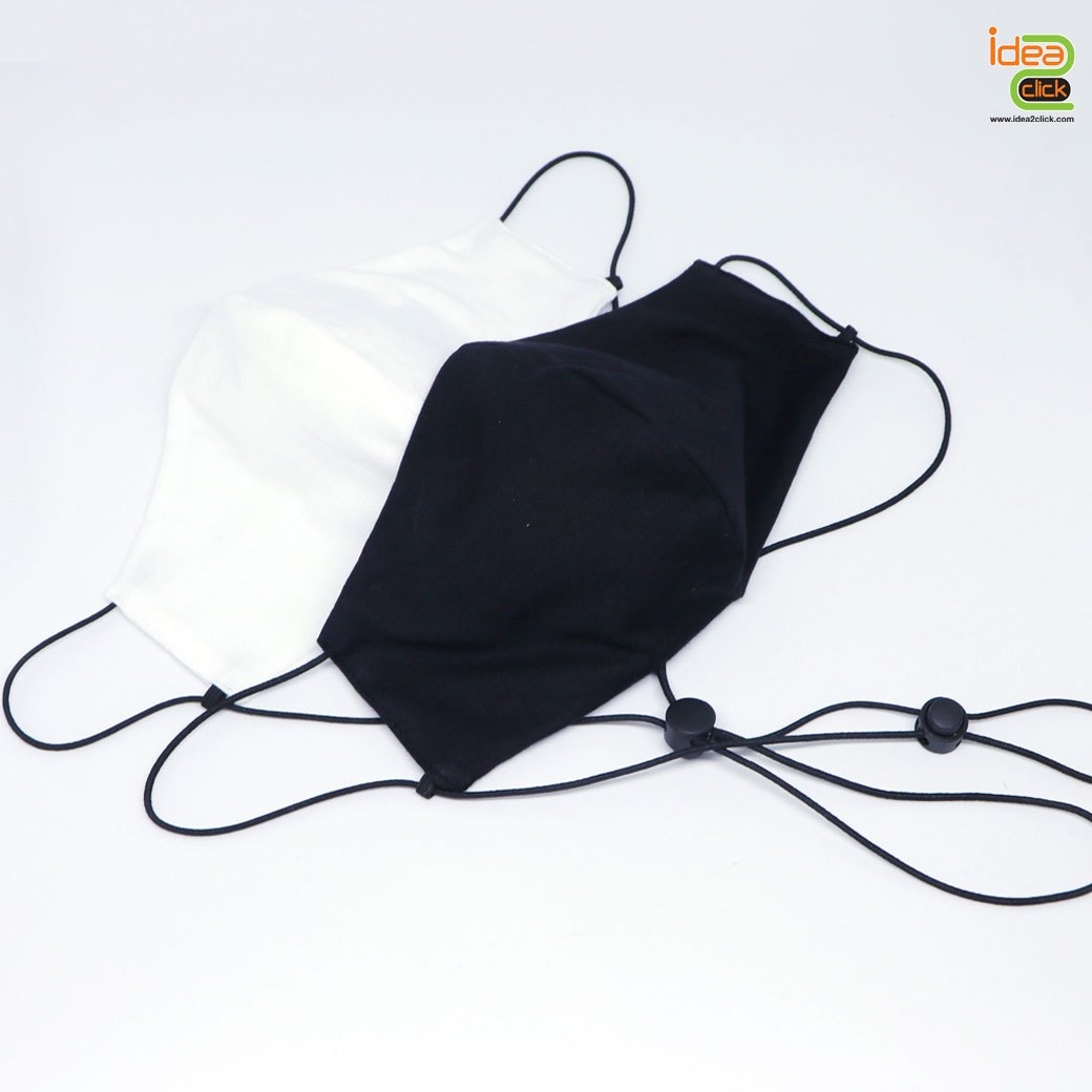 หน้ากากผ้า 3D MASK ผ้าคอตต้อน 2 ชั้น มีสายคล้องและปรับระดับ สำหรับรีดเฟล็ค