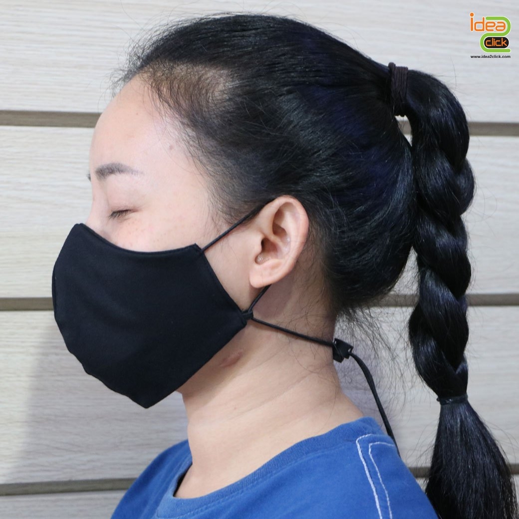 หน้ากากผ้า 3D MASK ผ้าคอตต้อน 2 ชั้น มีสายคล้องและปรับระดับ สำหรับรีดเฟล็ค