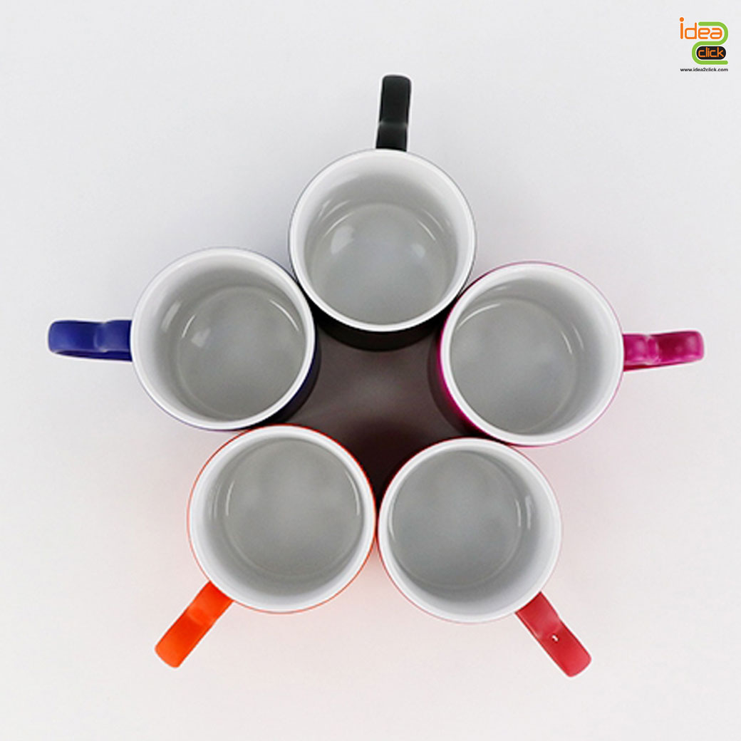 แก้วเซรามิคหูจับหัวใจเนื้อด้านเปลี่ยนสีเมื่อใส่น้ำร้อน 11 oz.