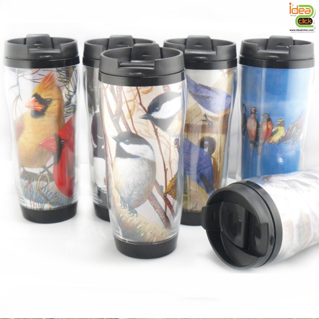 แก้วน้ำพลาสติก 2 ชั้น ใส่ภาพข้างในได้ตามต้องการ 