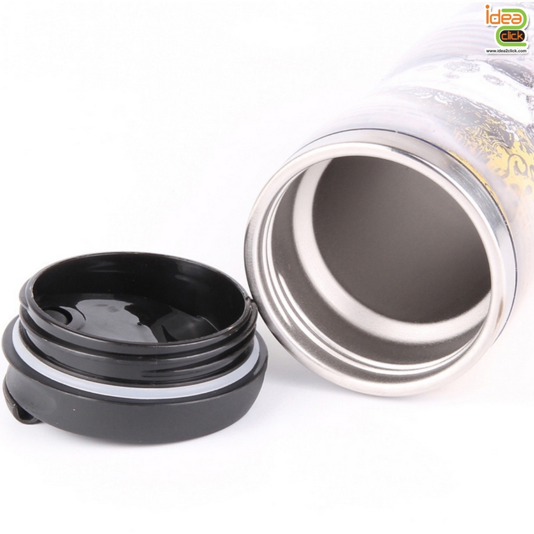 กระบอกน้ำสแตนเลสสีเงิน 2 ชั้น ใส่ภาพข้างในได้ตามต้องการ