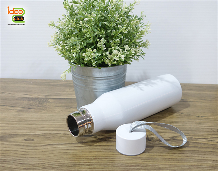 กระบอกน้ำสแตนเลสสีขาว พิมพ์ภาพได้ Stainless Steel Vacuum Flask