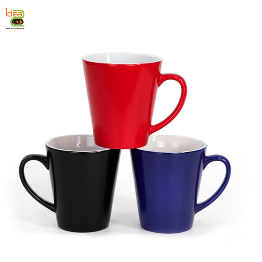 แก้วเซรามิคทรงวีเปลี่ยนสีเมื่อใส่น้ำร้อน 12 oz. พิมพ์ภาพได้คมชัด