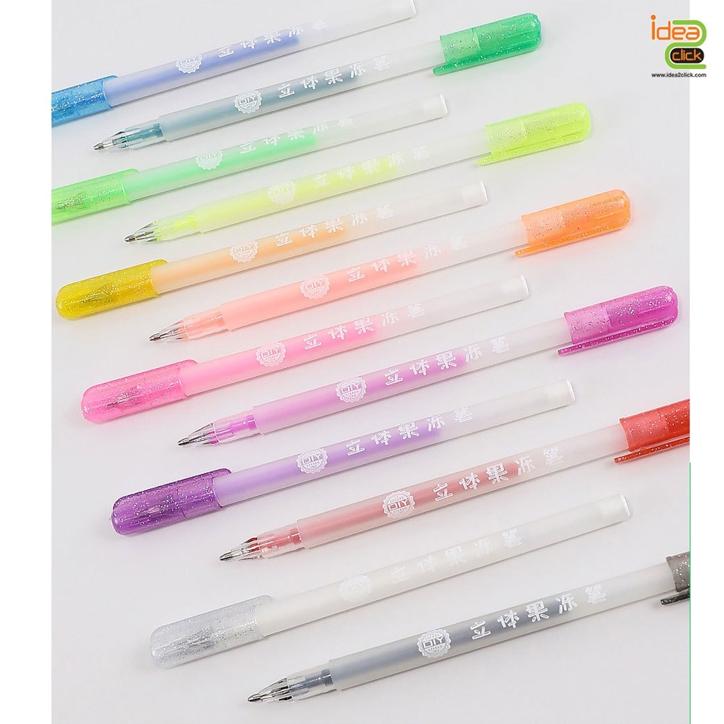3D Glossy Jelly ชุดปากกาหมึกเจลเมทัลลิก งาน DIY สีสันสดใส แห้งไว กันน้ำ