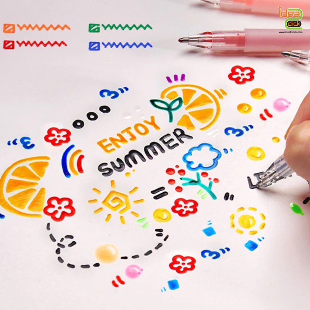 3D Glossy Jelly ชุดปากกาหมึกเจลเมทัลลิก งาน DIY สีสันสดใส แห้งไว กันน้ำ