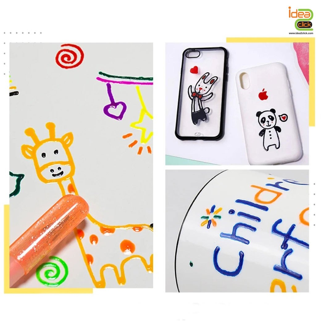 3D Glossy Jelly ชุดปากกาหมึกเจลเมทัลลิก งาน DIY สีสันสดใส แห้งไว กันน้ำ