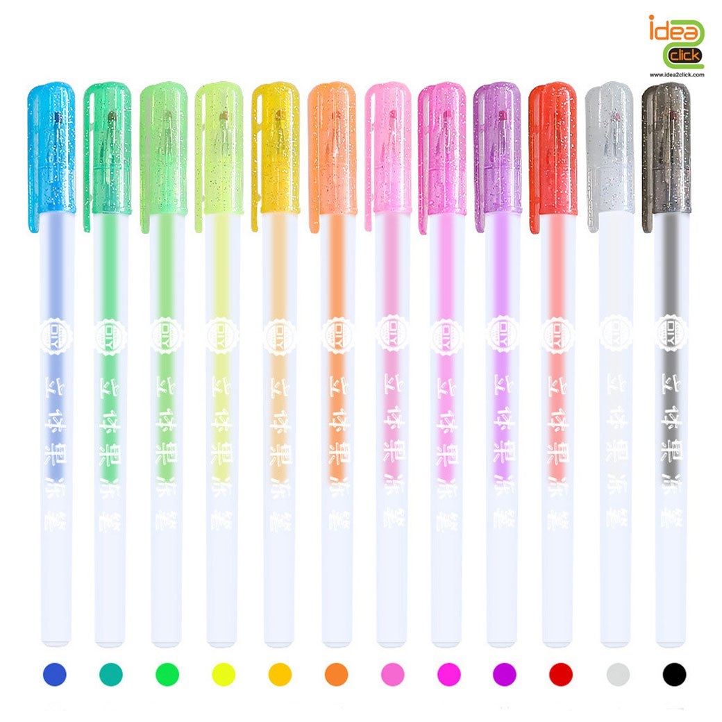 3D Glossy Jelly ชุดปากกาหมึกเจลเมทัลลิก งาน DIY สีสันสดใส แห้งไว กันน้ำ