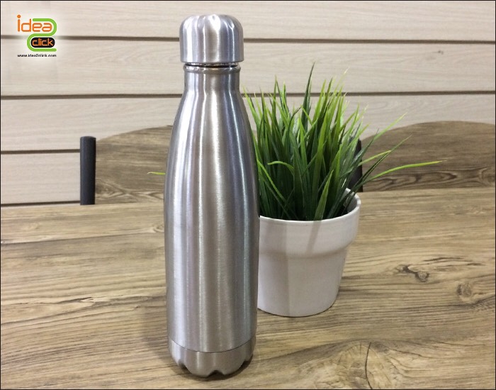 ขวดน้ำสแตนเลส สีเงิน ทรง Pin Bowling พิมพ์ภาพได้