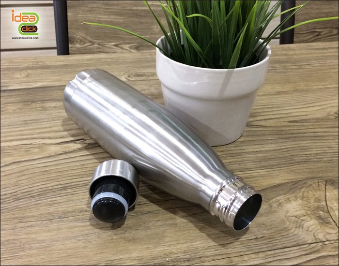 ขวดน้ำสแตนเลส สีเงิน ทรง Pin Bowling พิมพ์ภาพได้